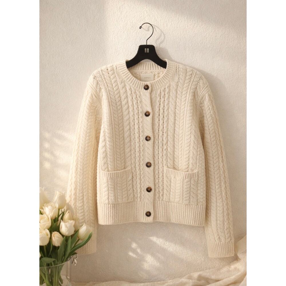 Doen Marilene wool blend cardigan ivory M - Picture 4 of 9
